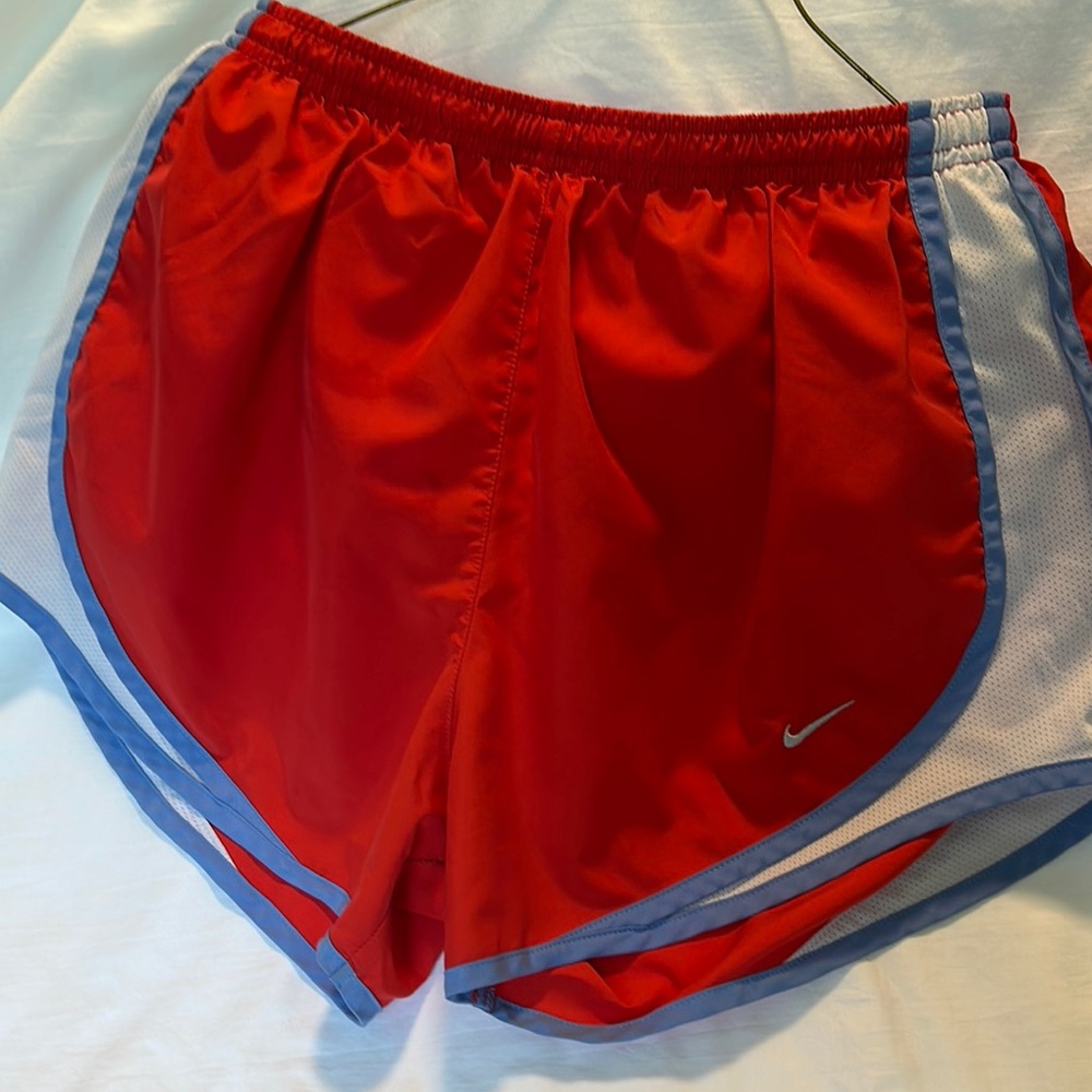 Nike Red and Blue Athletic Shorts with Moisture-Wicking Fabric
